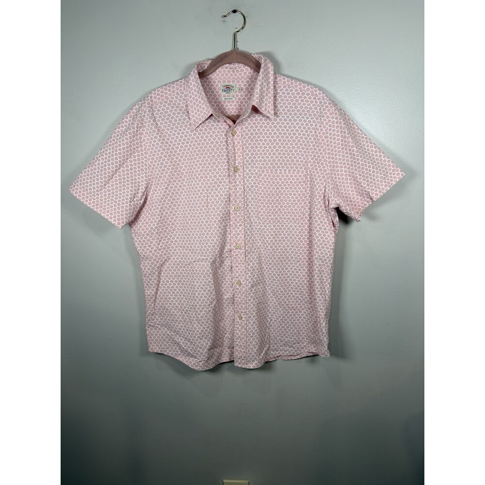 Faherty Movement Monterey Shirt Mens Size Large Short Sleeve Cotton Rose Palm